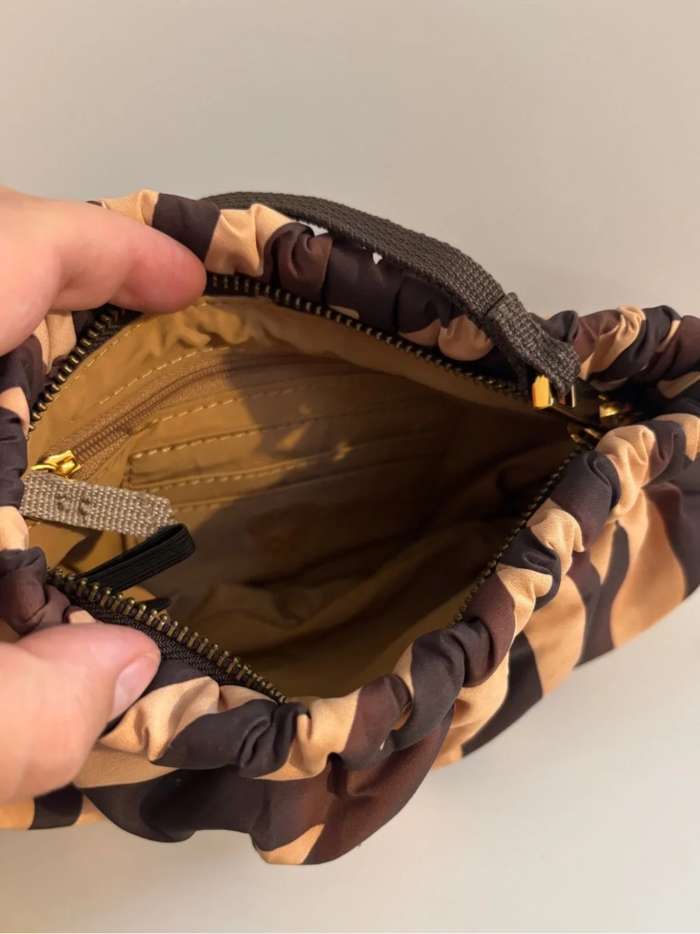 Vince Camuto Brown and Tan Zebra-Print Gathered Wristlet - Picture 2 of 2